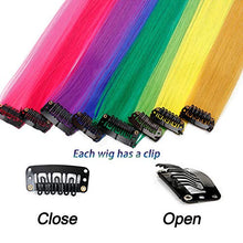 Load image into Gallery viewer, GIHENHAO 46 Pcs Coloured Hair Extension in 22 Inch Rainbow Hair Extensions Hairpieces,Party Highlights Synthetic Clip in Long Hairpiece for Women Girls Kids Gift(36 Colors 46pcs)