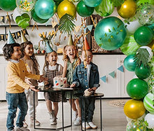 Load image into Gallery viewer, Party Plenty Green Balloon Arch Kit | Tropical Balloon Garland Kit with Pump | Jungle Theme Party Decorations for Boys and Girls' Birthday, Christening or Baby Shower | DIY Jungle Balloons Arch Kit
