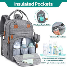 Load image into Gallery viewer, Baby Changing Bag Backpack, BabbleRoo Nappy Changing Back Pack Diaper Bags with Changing Mat & Pacifier Holder for Mom & Dad (Light Grey)