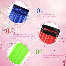 Load image into Gallery viewer, 6 Pieces 6 Colors Colorful Clip in on Hair Extension Rainbow Hairpiece for Girls Princess Party Straight Hair Extensions Clip, 20 Inch