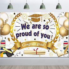 Load image into Gallery viewer, HOWAF Large Graduation Background Banner for Graduation Party Decoration 2022, We Are So Proud Of You Banner Fabric Class of 2022 Grad University High School Student Graduation Commencement Decoration