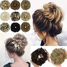Load image into Gallery viewer, FXTYK Messy Buns Hair Piece Hair Scrunchies Wavy Curly Ponytail Extensions Updo Hairpiece for Women Donut Hair Chignons Hair Accessories-Dark Brown Mix Light Auburn-1pcs