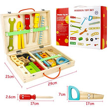 Load image into Gallery viewer, Wooden Toys Kids Tool Set-Wooden Kids Tool Box Kit Construction Role Play Toys for 3 4 5 6 Year Olds Girls Boys,Children Woodworking Tools and Accessories Pretend Play Tool Kits
