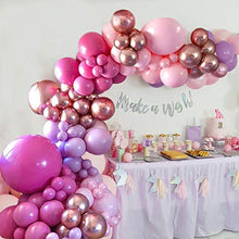 Load image into Gallery viewer, Pink and Rose Gold Balloon Arch,126Pcs Pink Balloons Garland Kit with 4D Rose Gold Balloon,Pink Purple Latex Balloons for Girls Birthday Party Baby Shower Wedding Decorations