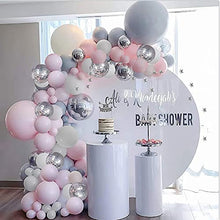 Load image into Gallery viewer, Balloon Arch Kit Pink, 108PCS Balloon Garland Arch Kit Pink Grey Silver Balloon Arch Kit with Stars String Tassel, for Baby Shower Wedding Girl Women Birthday Graduation Anniversary Decorations