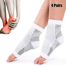 Load image into Gallery viewer, Dr Sock Soothers for Swollen feet 4 Pairs of Plantar Fasciitis Foot Care Compression Socks with Ankle &Arch Support for Ladies Women & Men Running… (White, S/M)