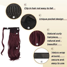 Load image into Gallery viewer, Sofeiyan Curly Ponytail Extension 15 Inch Heat Resistant Synthetic Natural Wavy Hairpiece Wrap Around Pony Tail Hair Extensions for White Black Women Hair Piece, Burgundy