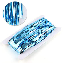 Load image into Gallery viewer, CHRORINE 2pcs 1m x 2.5m Light Blue Metallic Tinsel Foil Fringe Curtains Party Streamers Backdrop for Frozen Mermaid Birthday Baby Shower Bachelorette Bridal Shower Blue Party Decorations