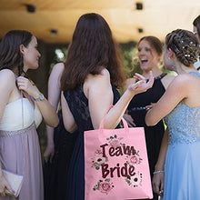 Load image into Gallery viewer, Blue Planet Fancy Dress Hen Party Bags - Pack of 12 Team Bride Floral Rose Gold Tote Bags & 1 Bride to Be (12 Team Bride & 1 Bride to Be)