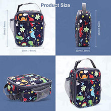 Load image into Gallery viewer, Lunch Bag for Kids, Dinosaur Insulated Blue Lunch Box Snack Box with Strap & Side Mesh Pocket, for Boys Girls, Child Thermal Tote Cooler Bag Portable Leak Proof for School Picnic Outdoor or Work