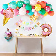 Load image into Gallery viewer, weeyin Candyland Birthday Party Decorations, Sweet Party Decorations with Happy Birthday Banner Candy doughnut Ice Cream Foil Balloon for Girls kids Women Candyland Party Baby Shower Wedding Birthday