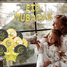Load image into Gallery viewer, Eid Mubarak Decoration Set, 12 Inch Eid Mubarak Latex Balloons+Eid Mubarak Foil Balloons for Eid Al Adha Festival, Eid Decorations for Home