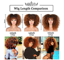 Load image into Gallery viewer, ANNIVIA 14inch Short Curly Afro Wigs for Black Women Afro Kinky Curly Wig with Bangs No Glue Full and Fluffy like a Bomb Full wig (Ombre Brown)