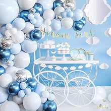 Load image into Gallery viewer, Blue Balloons Garland Arch Kit - 104Pcs Macaron Blue White Silver Balloon arch kit Decorations Set with Confetti Balloons pack for Boys and Girls Baby Shower,Wedding, Birthday Party Decor
