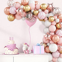 Load image into Gallery viewer, Rose Gold Balloon Arch Kit, 82pcs Pink Rose Gold Balloon Garland Arch Kit, Metallic Gold Latex Balloons Confetti Balloon for Birthday Wedding Party Decorations