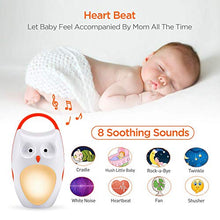 Load image into Gallery viewer, USB Powered-Baby Sleep Soother Sound Machines, Rechargeable, Portable White Noise Sound Machine with Night Light, 8 Soothing Sounds and 3 Timers Shusher for Traveling, Sleeping, Baby Carriage (Owl)