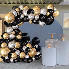 Load image into Gallery viewer, Balloon Arch Kit, Black and Gold Balloons , 100 PCS Balloon Arch Garland Kit,Metal Balloons for Christmas Decorations Birthday Wedding Anniversary Party Graduation