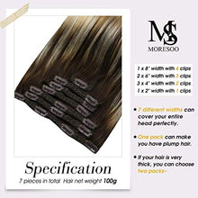 Load image into Gallery viewer, Moresoo Brown Balayage Clip in Hair Extensions Thick Extensions Clip in Balayage Brown to Blonde with Caramel Brown Ombre Hair Extensions Full Head 16 Inch 120g/7pcs