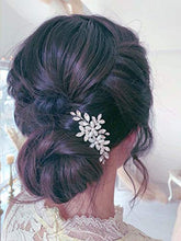 Load image into Gallery viewer, Handcess Crystal Brial Hair Pin Silver Flower Pearl Headpiece Rhinestone Bride Wedding Hair Accessories for Women and Girls(Pack of 2)