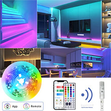 Load image into Gallery viewer, Bluetooth LED Strips Lights 5M, MYPLUS RGB Lights Strip with 44-Key Remote and APP Control Colour Changing, Safety 24V Power Supply SMD 5050 Mood Light for Decoration Room,Kitchen,Home,Bar and Party