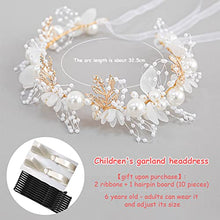 Load image into Gallery viewer, TONAUP Wedding Hair Piece Gold Pearl Headband Bridal Babys Breath Crystal Hair Vine for Princess Flower Girls and Bridesmaid