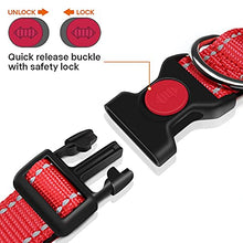 Load image into Gallery viewer, Taglory Reflective Nylon Dog Collar with Safety Buckle, Adjustable Pet Collars with Soft Neoprene Padding for Extra Large Dogs, Red