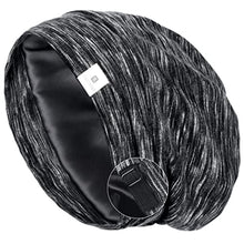 Load image into Gallery viewer, YANIBEST Silk Satin Bonnet Hair Cover Sleep Cap - Adjustable Stay on Silk Lined Slouchy Beanie Hat for Night Sleeping, Ab-black, L