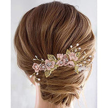 Load image into Gallery viewer, Wedding Hairpins,3 Pcs Bridal Hair Pins Wedding Flower Hair Clip Decorative Pearl Comb for Wedding Bridal Jewelry Bridal Hair Accessories Headpiece(Pink)