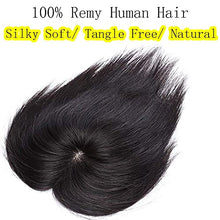 Load image into Gallery viewer, One Piece Clip in Hair Toppers -Silk Base- 100% Real Human Hair Extensions #01 Jet Black 20" Straight Remy Hair Piece Toupee