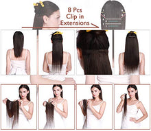 Load image into Gallery viewer, Real Hair Clip in Hair Extensions 100% Human Hair Remy Natural Hair Extension - 8 Pcs Full Head Thin Thickness (Mix #4/27 Medium Brown & Dark Blonde, 10 inch-50g)