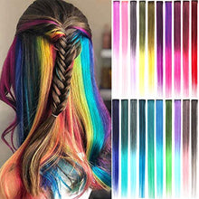 Load image into Gallery viewer, ColorfulPanda 20Pcs Ombre Colour Clip in Hair Extensions for Womens Kids Rainbow Straight Hair Extension Multi-Colors Party Highlights Synthetic Hairpieces(20 Inches)