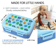 Load image into Gallery viewer, Stainless Steel Bento Box, Lunch Bag and Water Bottle Set for Toddlers. Snack Container for Small Kids, Baby Boys, Toddler Daycare or Pre-School Lunches. Blue Mini Monster