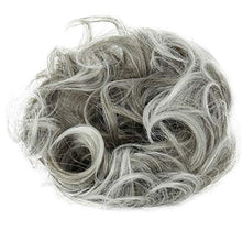 Load image into Gallery viewer, PRETTYSHOP Hairpiece Scrunchy Updo Bridal Hairstyle Voluminous Slightly Wavy Messy Bun Gray Mix G19E