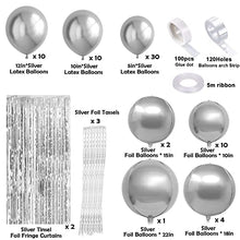Load image into Gallery viewer, Silver Balloon Party Decoration Silver Metallic Balloons Garland Arch Kit Silver Foil Balloon Tassel Foil Curtain Photo Background for Women Birthday Party Anniversary Wedding Decoration Supplies