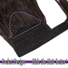 Load image into Gallery viewer, Silk-co 20" Ponytail Hair Extension Clip in/on Corn Wave Pony Tail Magic Paste Curly Synthetic Wrap Around Extension Hairpiece -Dark Brown