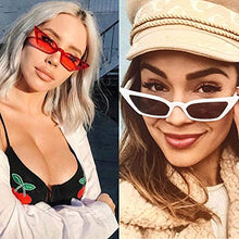 Load image into Gallery viewer, PINKLADY Slim Small Skinny Cat Eye Classic Retro Trendy Women Ladies Sunglasses (White)