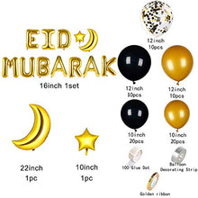Load image into Gallery viewer, caicainiu Ramadan Mubarak Eid Mubarak Party Decoration Balloon Arch Kit Includes Gold Black Gold Confetti Latex Balloons and Eid Mubarak Foil Balloons Perfect for Eid Party Decoration Supplies(2)