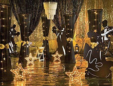 Load image into Gallery viewer, AILEXI 3 Pack Metallic Tinsel Curtains Foil Fringe Shimmer Streamers Curtain Door Window Decoration for Birthday Wedding Party Supplies 3ft*8ft - Black