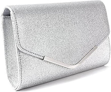 Load image into Gallery viewer, Alifyt Women Glitter Envelope Clutch Bag Wedding Evening Handbag Chain Shoulder Bag (Silver)