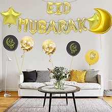 Load image into Gallery viewer, Eid Mubarak Decoration Set, 12 Inch Eid Mubarak Latex Balloons+Eid Mubarak Foil Balloons for Eid Al Adha Festival, Eid Decorations for Home