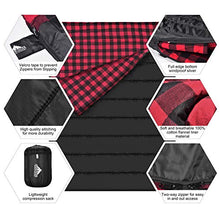 Load image into Gallery viewer, Cotton Flannel Double Sleeping Bag For Camping, Backpacking Or Hiking. Queen Size 2 Person Waterproof Sleeping Bag For Adults Or Teens. Truck, Tent, Or Sleeping Pad, Lightweight (Black/Red)
