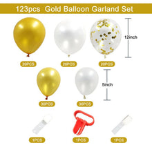 Load image into Gallery viewer, Balloon Arch Kit - 120 Pcs Balloon Garland Kit White Balloons Gold Balloons with Gold Confetti Balloon for Wedding, Engagement Party Decorations, Birthday Balloons, Baby Shower