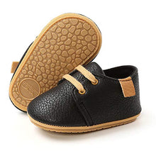 Load image into Gallery viewer, LACOFIA Baby Boys Lace-up Oxford Sneakers Infant Anti-Slip First Walking Shoes Black 3-6 Months