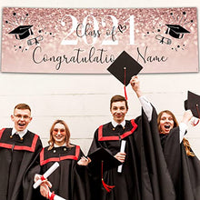 Load image into Gallery viewer, 6ft x 1 | Personalised Graduation Banners | Graduation Decorations Banner | Graduation Party Decorations Banner | Graduation Backdrop | Happy Graduation | Rose Gold