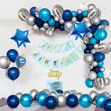 Load image into Gallery viewer, Blue Balloon Arch Kit,Navy Blue Arch Balloon Garland Kit Ballon Arch Maker Kit Dark Blue Metallic Sliver Balloons Black Agate Party Balloon Pack for Space Party Birthday Baby Shower Ramadan Mubarak