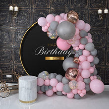 Load image into Gallery viewer, Pink Balloon Arch Kit - 171PCS Grey, Pink Balloons & 4D Rose Gold Foil Balloons for Wedding, Baby Shower & Birthday Decoration (Balloon Tools Included) (Pink)