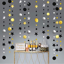 Load image into Gallery viewer, 52 Fts Black Silver Gold Twinkle Little Star Party Garlands Kit Metallic Glitter Full Moon Star Circle Garland Streamer Bunting Banner for Merry Christmas Xmas Birthday Graduation EID Ramadan