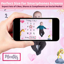 Load image into Gallery viewer, Baby Monthly Milestone Blanket For Boy and Girl - Unisex Month & Year Photo Background Blanket for Newborns, Toddlers and Infants - Photography Memory Blanket & Shower Gift for New Moms - Pink