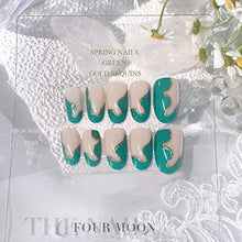 Load image into Gallery viewer, KXAMELIE Green Press on Green Nails UV Finish Gel Nails,Medium Almond Shape Reusable Fake Nails with Glue for Women Girls DIY Manicure Nail Art,2022 Fashion Nails