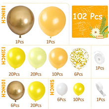 Load image into Gallery viewer, Teselife 102pcs Yellow Balloons Garland Arch Kit Lemon Yellow Balloon with Metallic Gold Confetti Balloons Yellow White Balloon Garland Birthday Decoration for Baby Shower Bee Theme Party Supplies